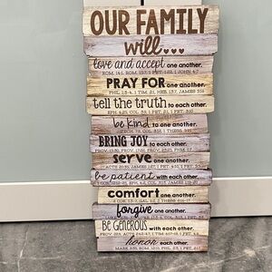 Rustic Brown and Cream Family Wall Decor. 
5” x 9 7/8”